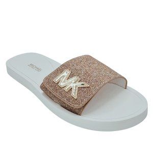 Michael Kors multicolored champagne Glitter Charm Slide Sport Sandal